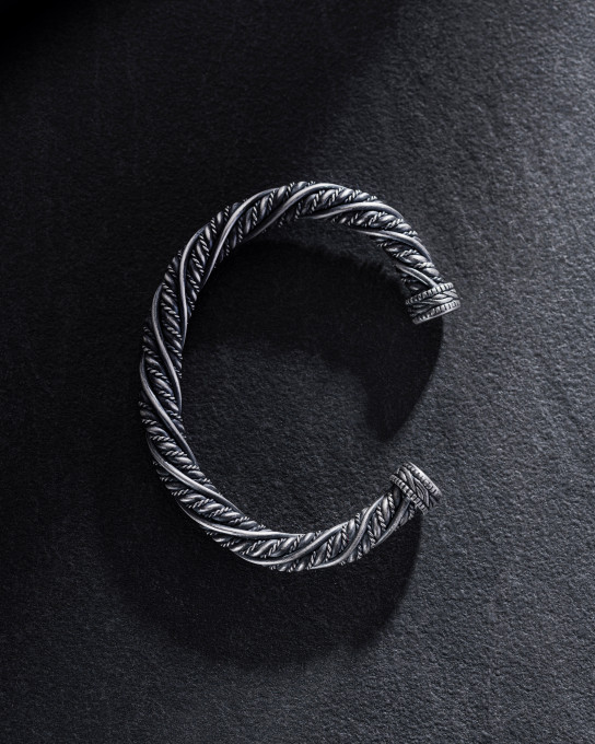 Срібний жорсткий браслет THE ROPE / Браслети + 7