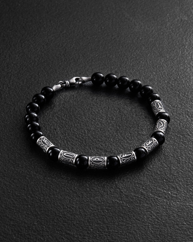 Men's bracelet RUNES (silver, onyx) 5 Reytel Men's bracelet RUNES (silver, onyx) 5