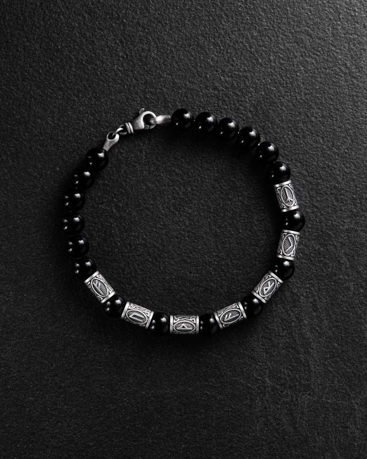 Men's bracelet RUNES (silver, onyx) Reytel Men's bracelet RUNES (silver, onyx)