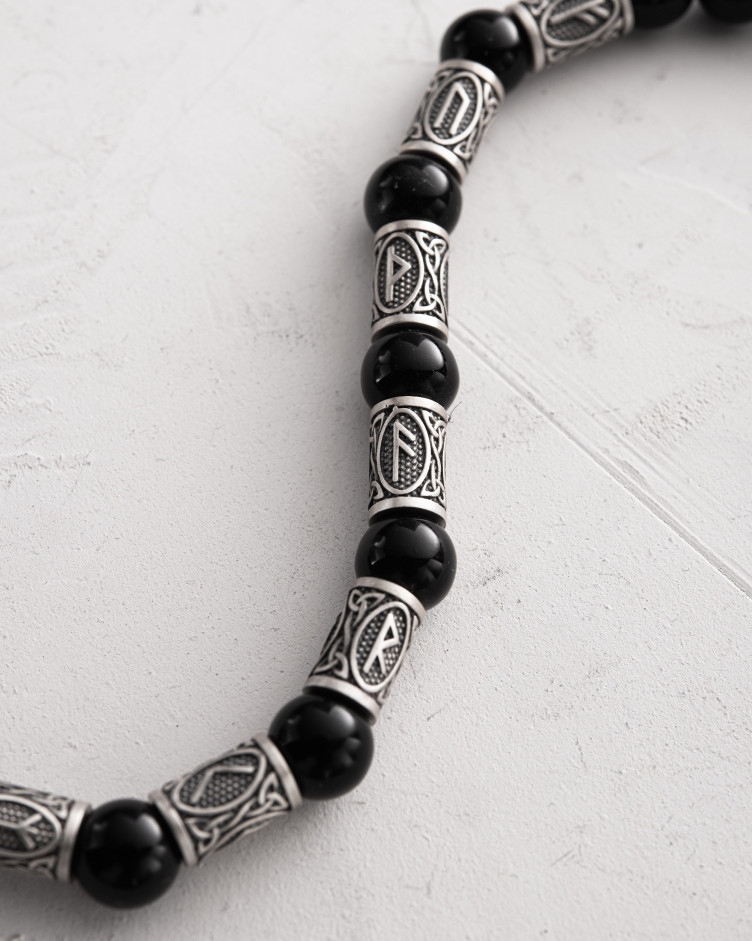 Men's bracelet RUNES (silver, onyx) 6 Reytel Men's bracelet RUNES (silver, onyx) 6