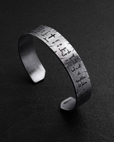 Серебряный жесткий браслет THE LORD'S PRAYER / Браслеты + 3