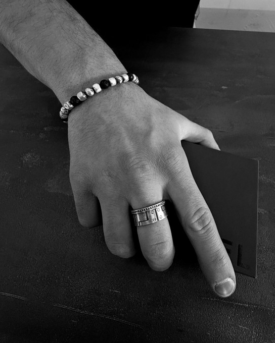 Серебряный браслет CUBE. LAVA STONE / Браслеты + 9