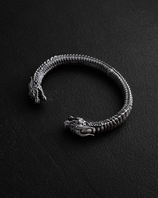 Срібний жорсткий браслет KAMPF DER DRACHEN / Браслети + 4