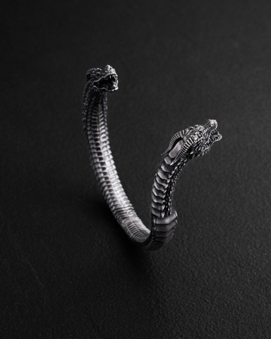 Срібний жорсткий браслет KAMPF DER DRACHEN / Браслети + 8
