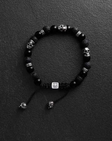 Мужской браслет SKULL. LAVA STONE