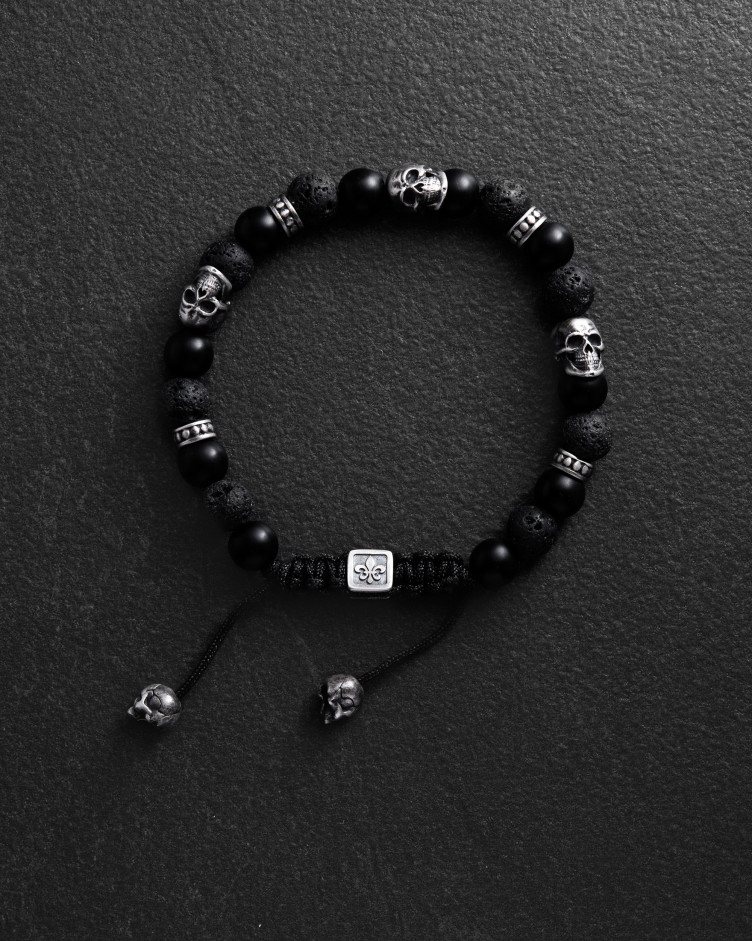 Мужской браслет SKULL. LAVA STONE