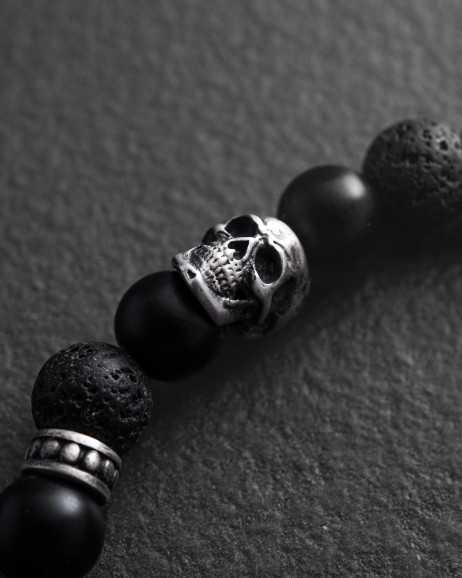 Мужской браслет SKULL. LAVA STONE 4