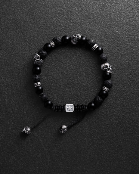 Мужской браслет SKULL. LAVA STONE 3