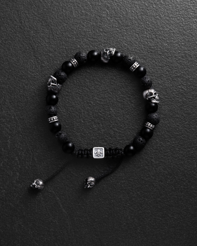 Мужской браслет SKULL. LAVA STONE 3