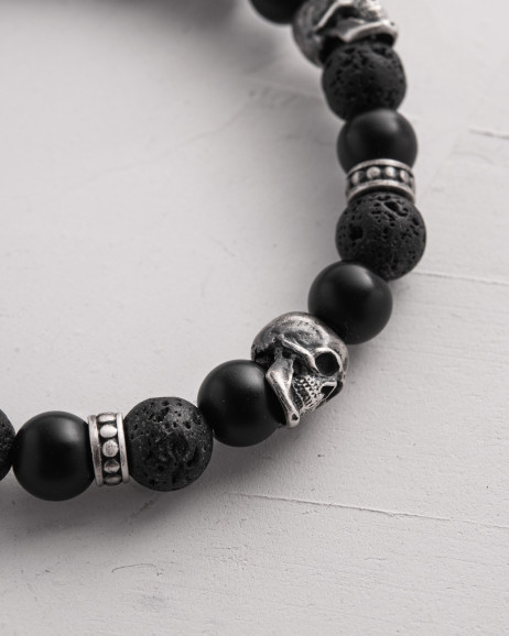 Мужской браслет SKULL. LAVA STONE 6