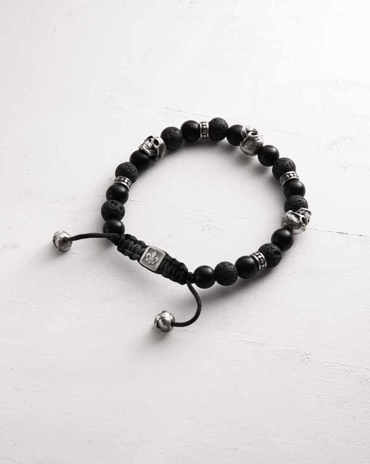 Чоловічий браслет SKULL. LAVA STONE 7