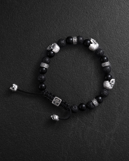Мужской браслет SKULL. LAVA STONE / Браслеты + 3
