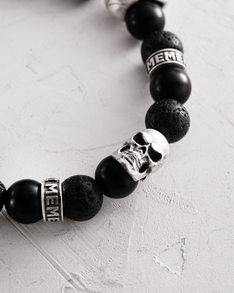 Чоловічий браслет SKULL. LAVA STONE 5