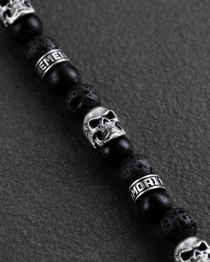 Чоловічий браслет SKULL. LAVA STONE / Браслети + 3
