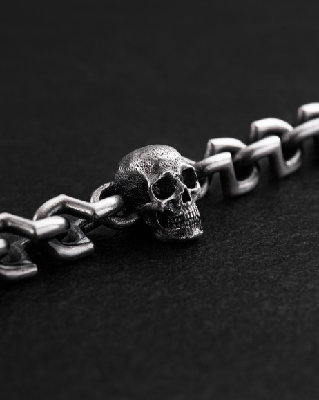 Серебряный браслет SKULL 2