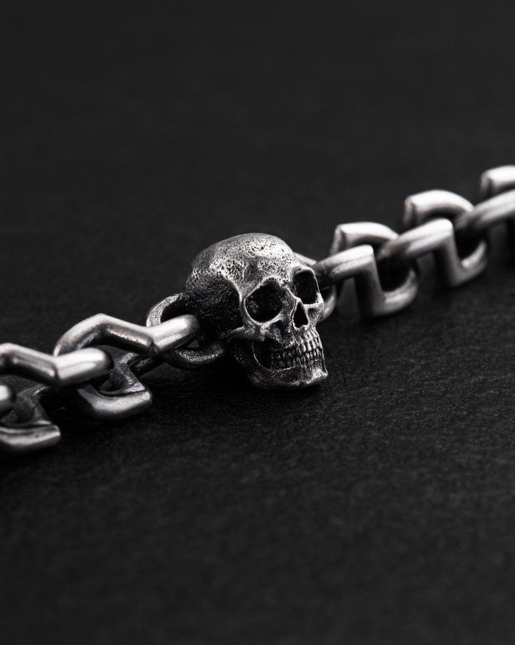 Серебряный браслет SKULL 2