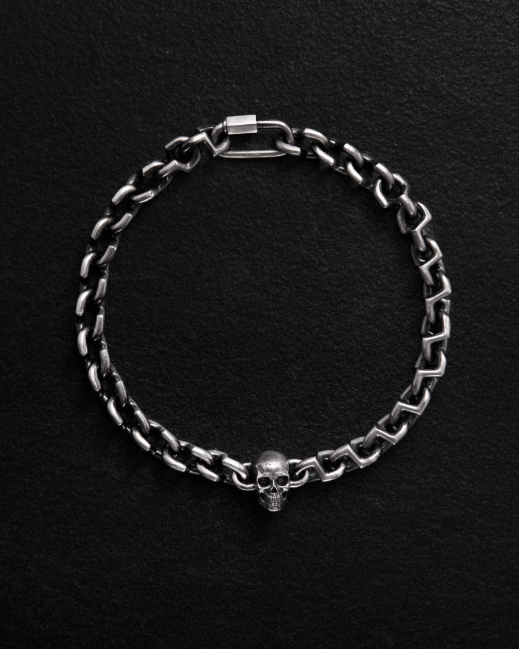 Серебряный браслет SKULL 3