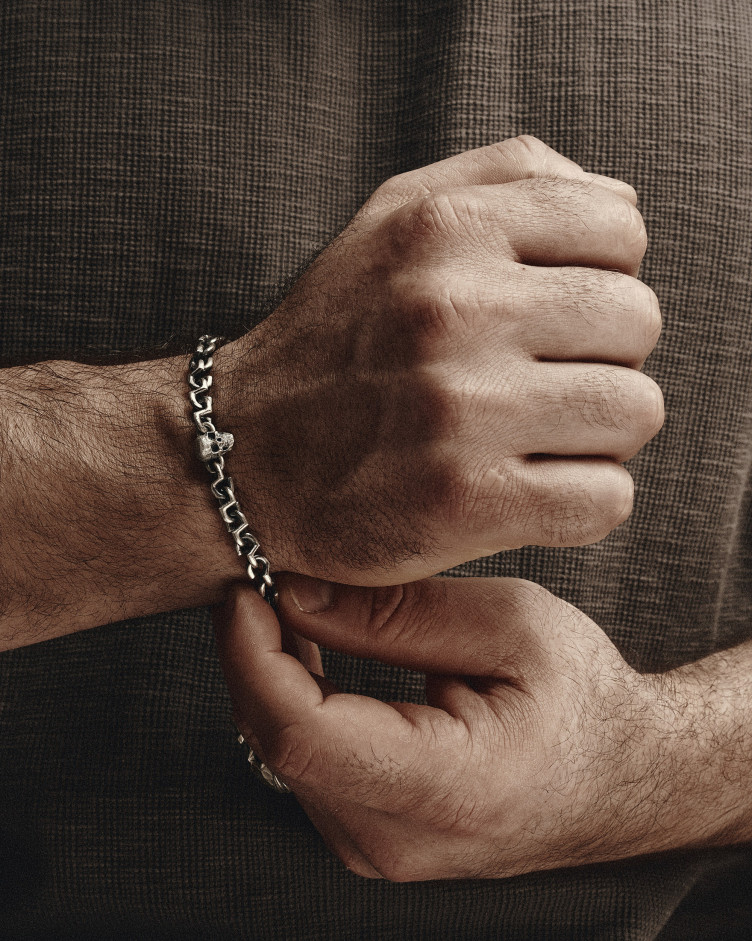 Серебряный браслет SKULL 2