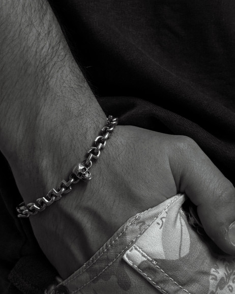 Срібний браслет SKULL 4