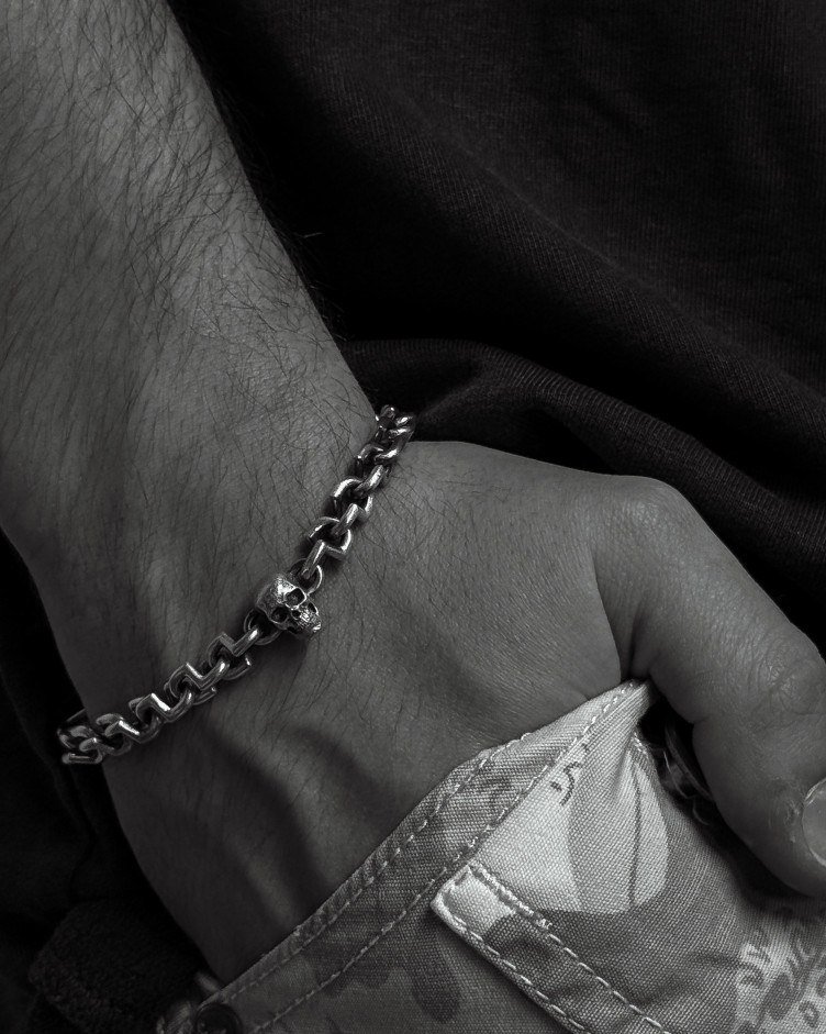 Срібний браслет SKULL 4