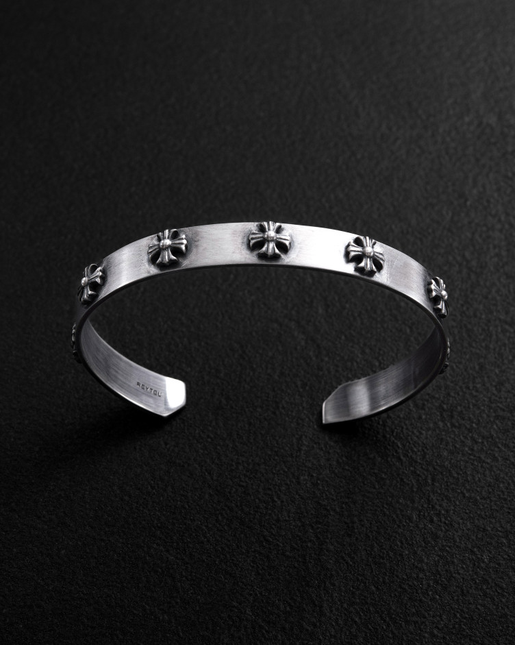 Серебряный жесткий браслет CROIX DES TEMPLIERS 3