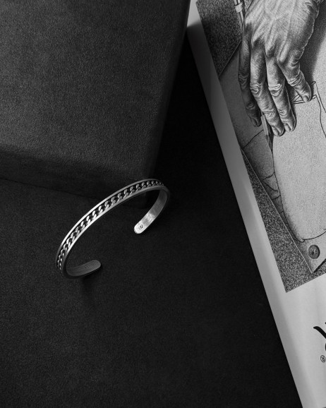 Срібний жорсткий браслет VIRTUS 3