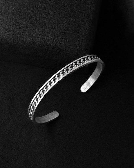 Срібний жорсткий браслет VIRTUS