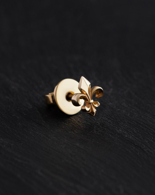 Моносережка FLEUR DE LIS (жовте золото) / Сережки + 2