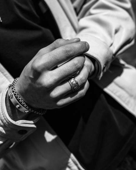 Silver ring JAPANESE CARP KOI AND WAVE 13