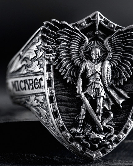 Серебряное кольцо ST. ARCHANGEL MICHAEL / Кольца + 2