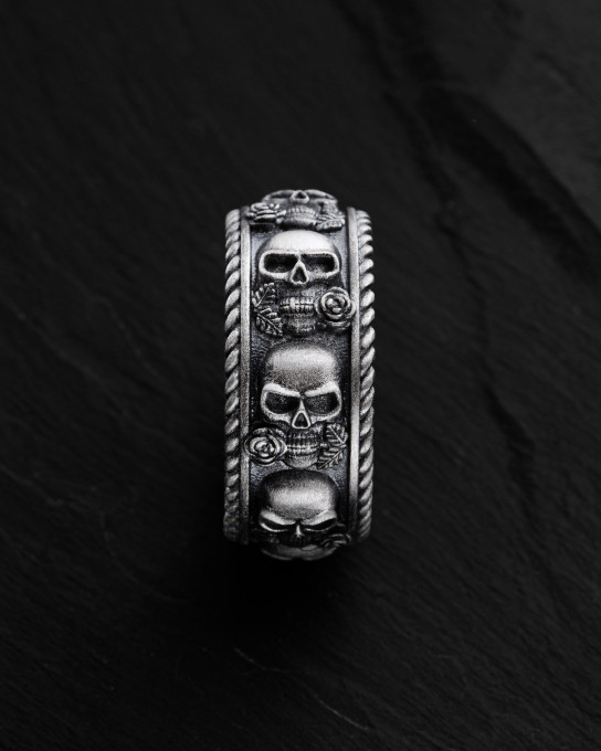 Срібний перстень SKULL AND ROSE / Персні