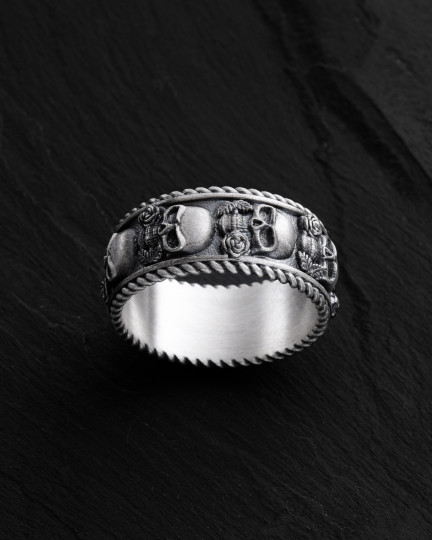 Серебряное кольцо SKULL AND ROSE / Кольца + 2