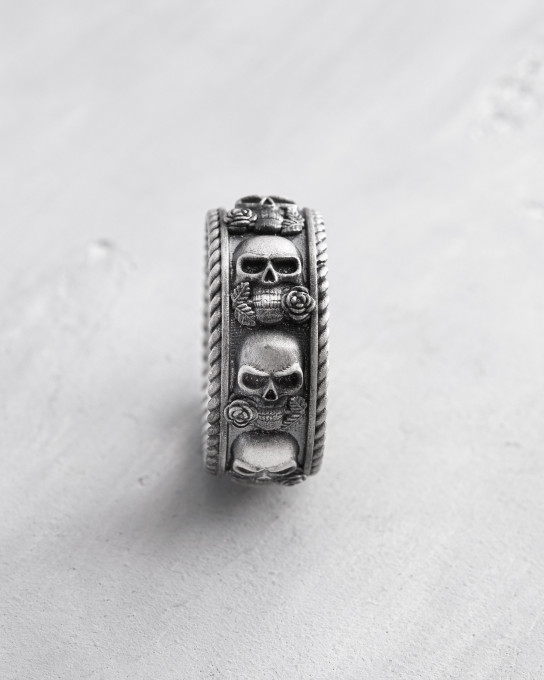 Срібний перстень SKULL AND ROSE / Персні + 6