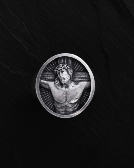 Серебряное кольцо JESUS CHRIST. SACRIFICE / Кольца