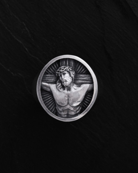 Серебряное кольцо JESUS CHRIST. SACRIFICE