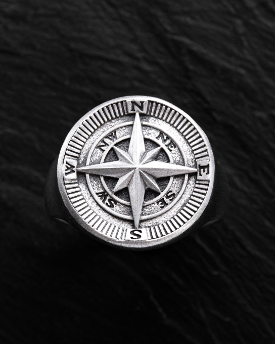 Серебряное кольцо COMPASS. POLAR STAR / Кольца + 5