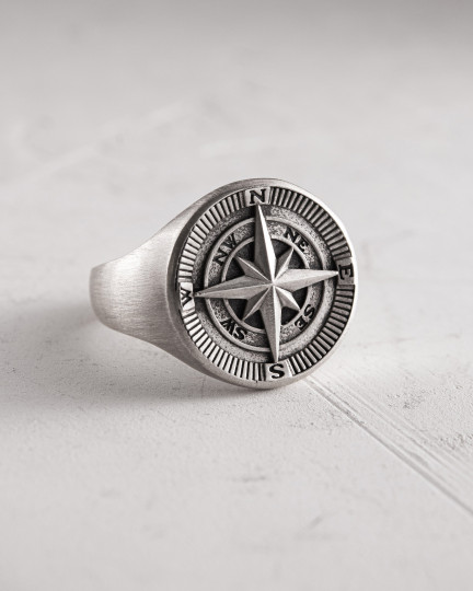 Срібний перстень COMPASS. POLAR STAR / Персні