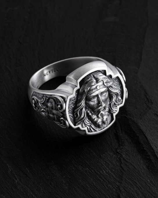 Серебряное кольцо THE FACE OF JESUS ​​THE SAVIOR / Кольца + 4