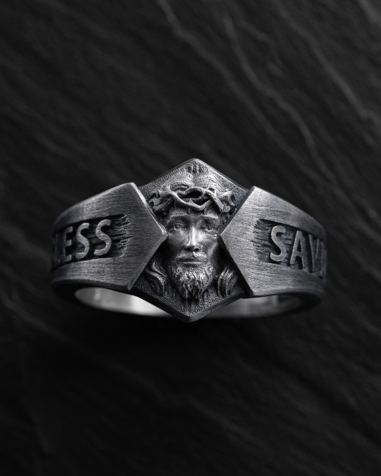 Серебряное кольцо GOD BLESS, SAVE US / Кольца