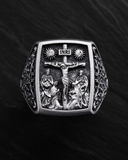 Серебряное кольцо CRUCIFIXION OF JESUS ​​CHRIST / Кольца