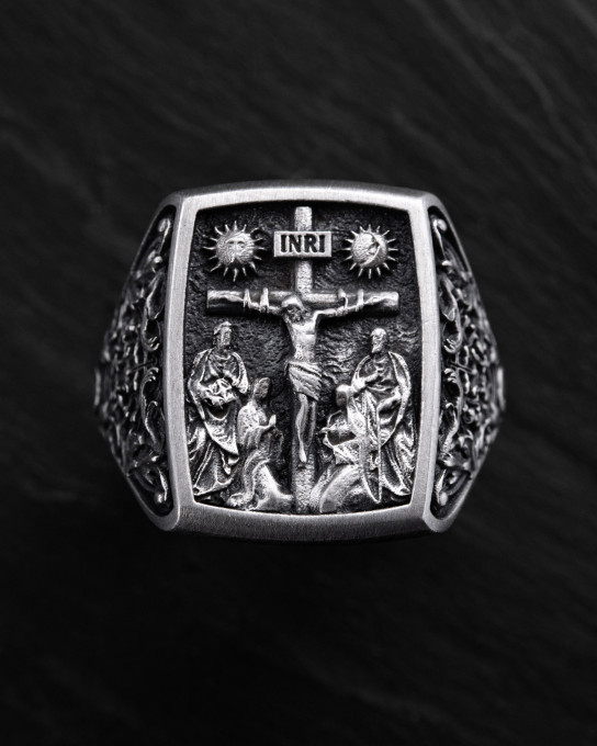 Срібний перстень CRUCIFIXION OF JESUS ​​CHRIST / Персні
