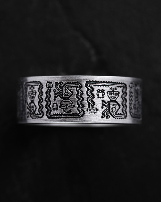 Срібний перстень AZTEC AND MAYAN HIEROGLYPHICS / Персні + 4