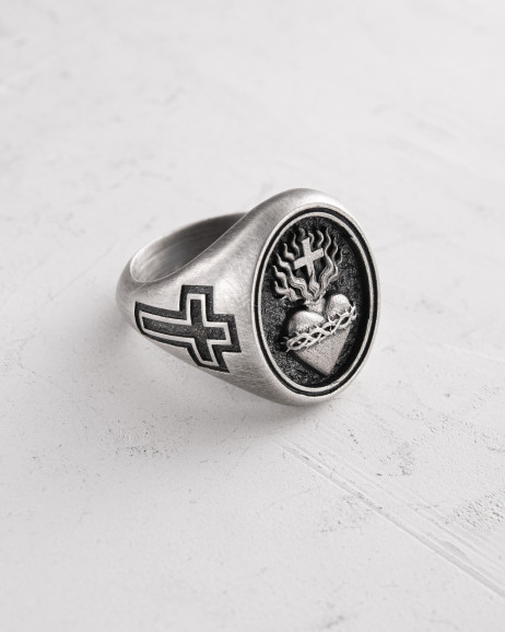 Silver ring SACRED HEART 3