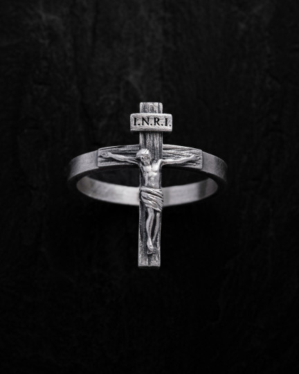 Серебряный перстень JESUS CRUCIFIX INRI / Кольца