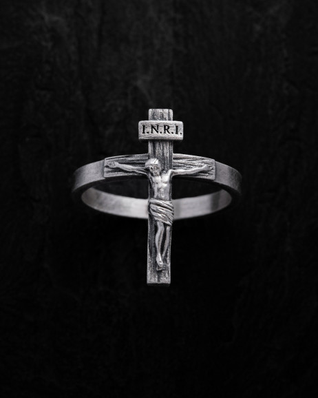 Серебряный перстень JESUS CRUCIFIX INRI