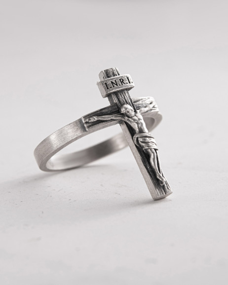 Silver ring JESUS CRUCIFIX INRI 3