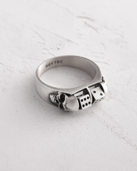 Срібний перстень ALEA IACTA EST 2