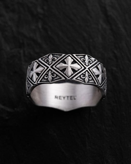Серебряное кольцо MALTESE CROSS and FLEUR DE LIS / Кольца
