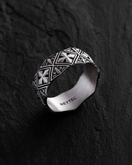 Серебряное кольцо MALTESE CROSS and FLEUR DE LIS / Кольца + 3