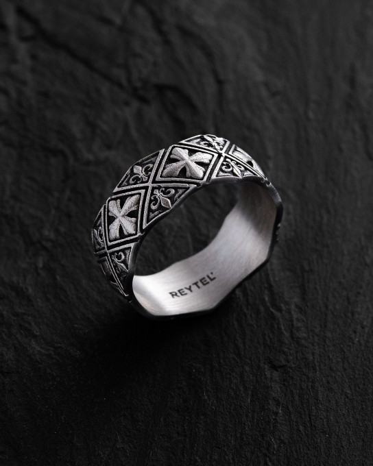 Серебряное кольцо MALTESE CROSS and FLEUR DE LIS / Кольца + 3